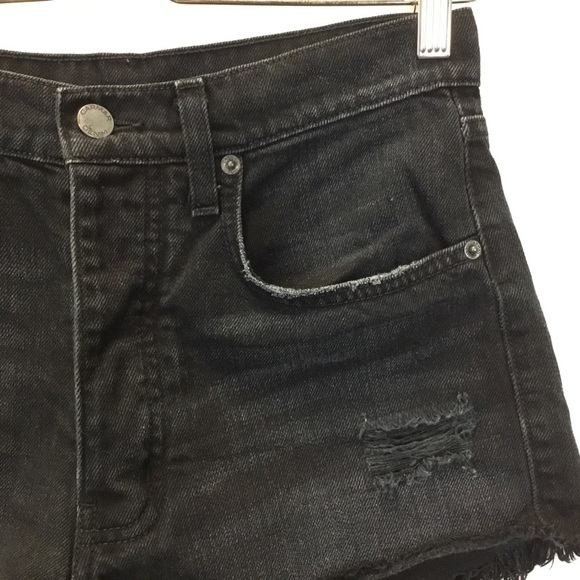 Carmar Black High Waisted Distressed Raw Hem Jean Shorts - Picture 6 of 10